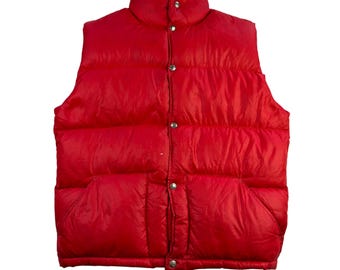 Chaleco acolchado vintage The North Face de los años 70, relleno de plumón, talla mediana