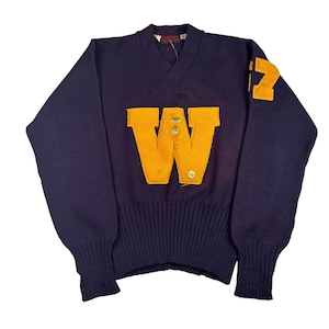 1950s-60s Reddish Sporting Goods Collegiate Knit Shaker Sweater Size 42