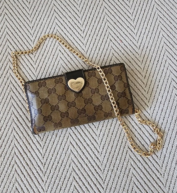 GUCCI GG Logo Canvas Long Zippy Zip Around Brown Red Authentic