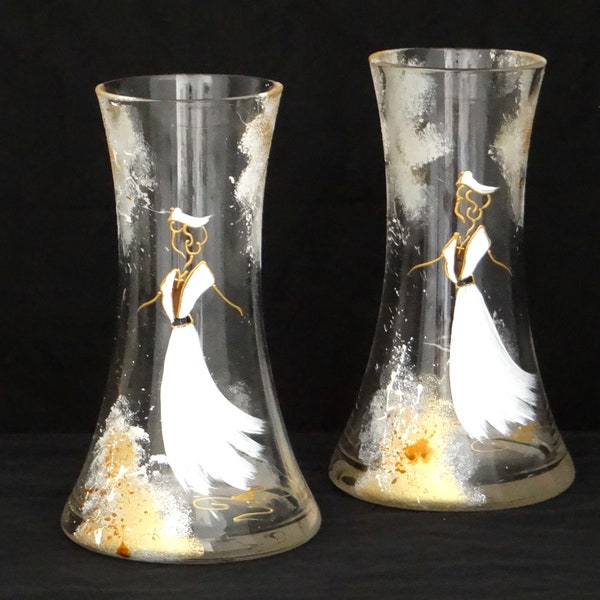 Vase en verre cintré arlesienne "effets craquelet"