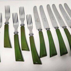 Vintage Bakelite Silverware Green