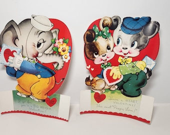 Vintage LARGE Valentine Pair with Envelopes