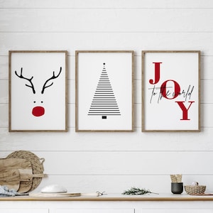 Minimalistische Weihnachtswandkunst, 3er-Set lustige Weihnachtsposter, gemütliches Weihnachtsdekor, Weihnachtsposter, digitaler Download