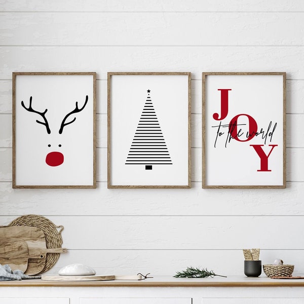 Minimalist Christmas Wall Art, Set of 3 Funny Christmas Poster Prints, Cozy Christmas Decor, Christmas Printable Poster, Digital Download