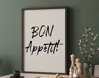 Bon Appetit Wall Print, Kitchen Wall Poster, Bar Decor, Printable Wall Art, Instant Digital Download Poster