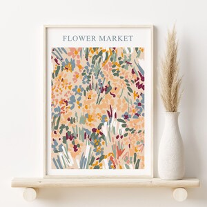 Flower Market Print, Floral Liberty Pattern, Livingroom Wall Decor, Printable Wall Art, Instant Digital Download