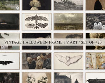 Vintage Halloween Frame TV Art Set of 20+ | Spooky Digital Art Bundle for Samsung The Frame | Gothic Dark Autumn Halloween Decor