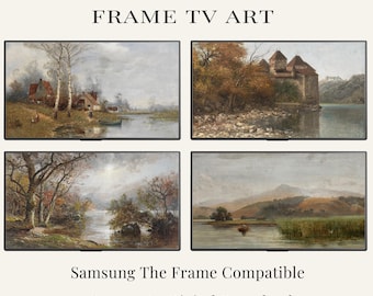 Vintage Landscape Frame TV Art Set | European Countryside Collection | Samsung Frame TV Art Bundle | Rustic Wall Art Download