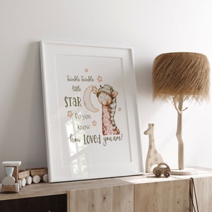 Jirafa, póster de jirafa en acuarela, póster para niños, decoración de habitación de niños, habitación de bebé, animales de acuarela, impresión de jirafa, descarga instantánea