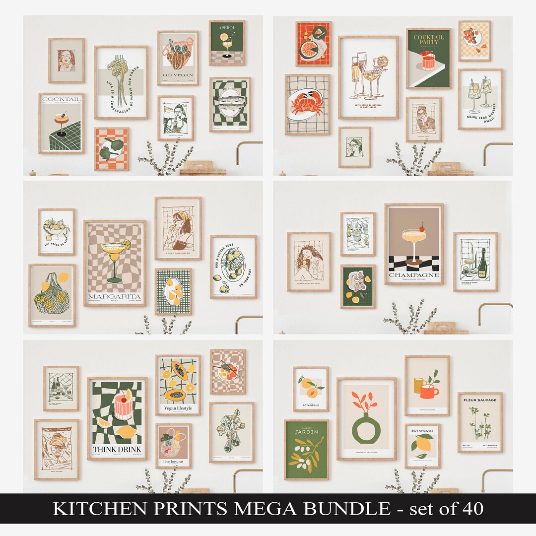 boho kitchen wall decor, kitchen gallery wall art set... Kitchen Wall Art Mega Bundle, 40 Printables, Kitchen Gallery Set ...
