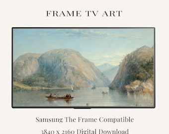 Vintage Mountain Lake Frame TV Art | Serene Alpine Landscape Painting | Blue Lake Samsung Frame TV Art | Nature Digital Download