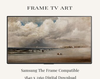 Stormy Beach Frame TV Art | Moody Coastal Seascape Painting (Digital Download)