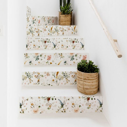 Boho Floral Neutral Stair Riser Stickers Pack of 6 Removable - Etsy