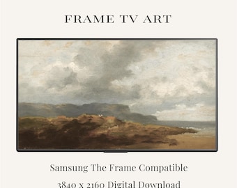 Moody Coastal Frame TV Art | Vintage Beach Landscape Painting | Stormy Seascape Samsung Frame TV Art | Neutral Ocean Download