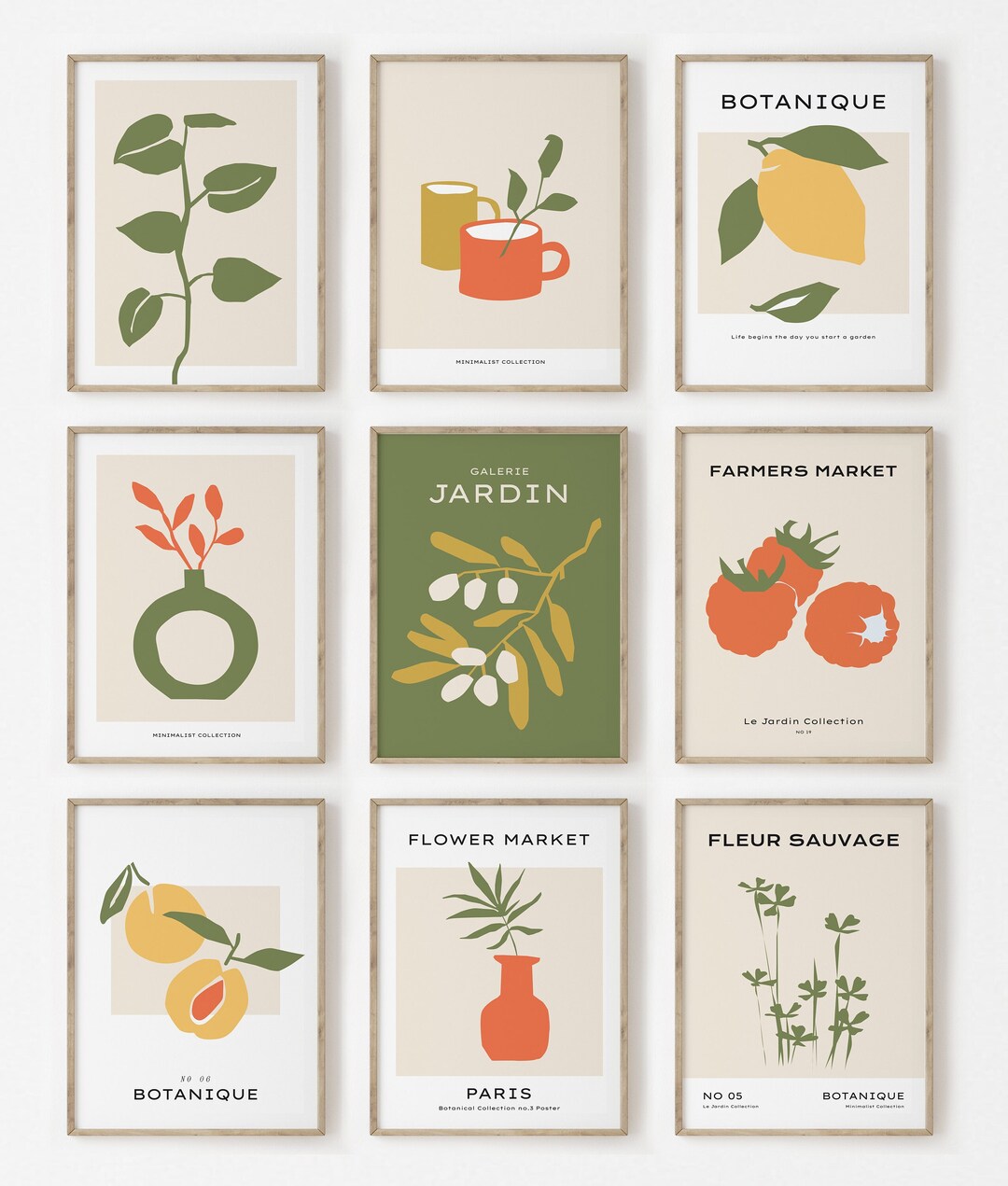 Kitchen Gallery Wall Art, Kitchen Print Set of 9, Aesthetic Kitchen Decor, Dining Room Wall ...