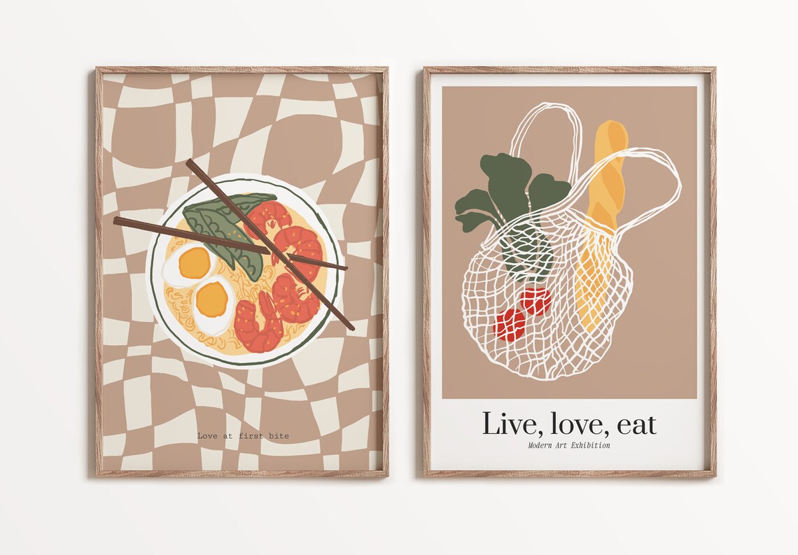Kitchen Wall Art, Kitchen Print Set of 7, Aesthetic Kitchen Decor ...