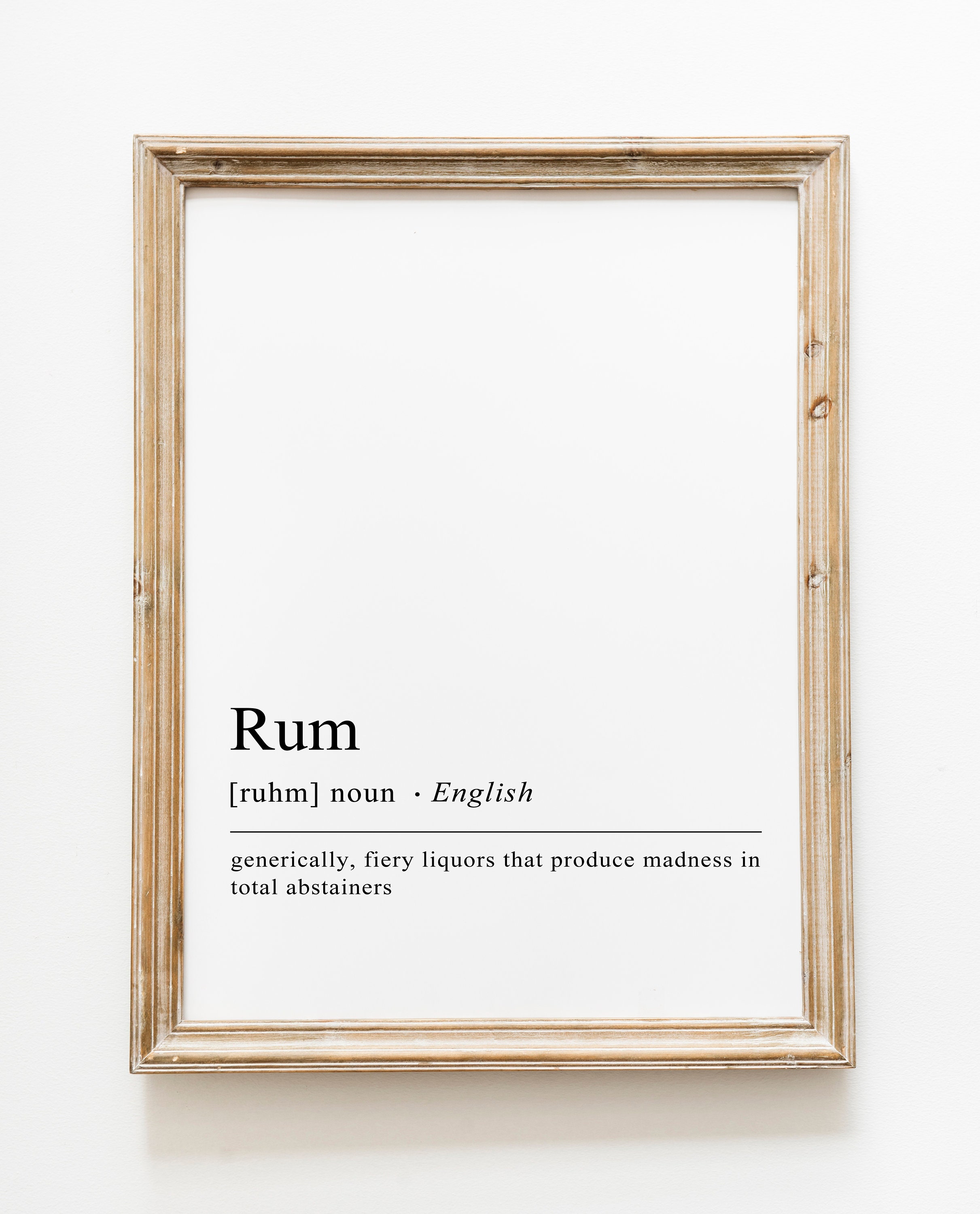 Rum Definition Print, Bar Cart Decor, Bar Accessories, Bar Cart Print