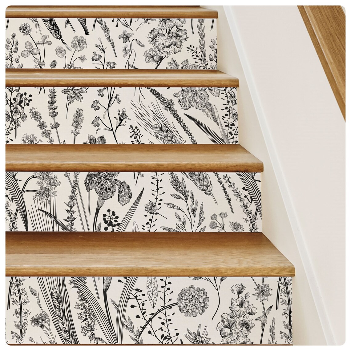 Floral Removable Stair Riser Decals Pack of 7 48 Inc Decals Etsy