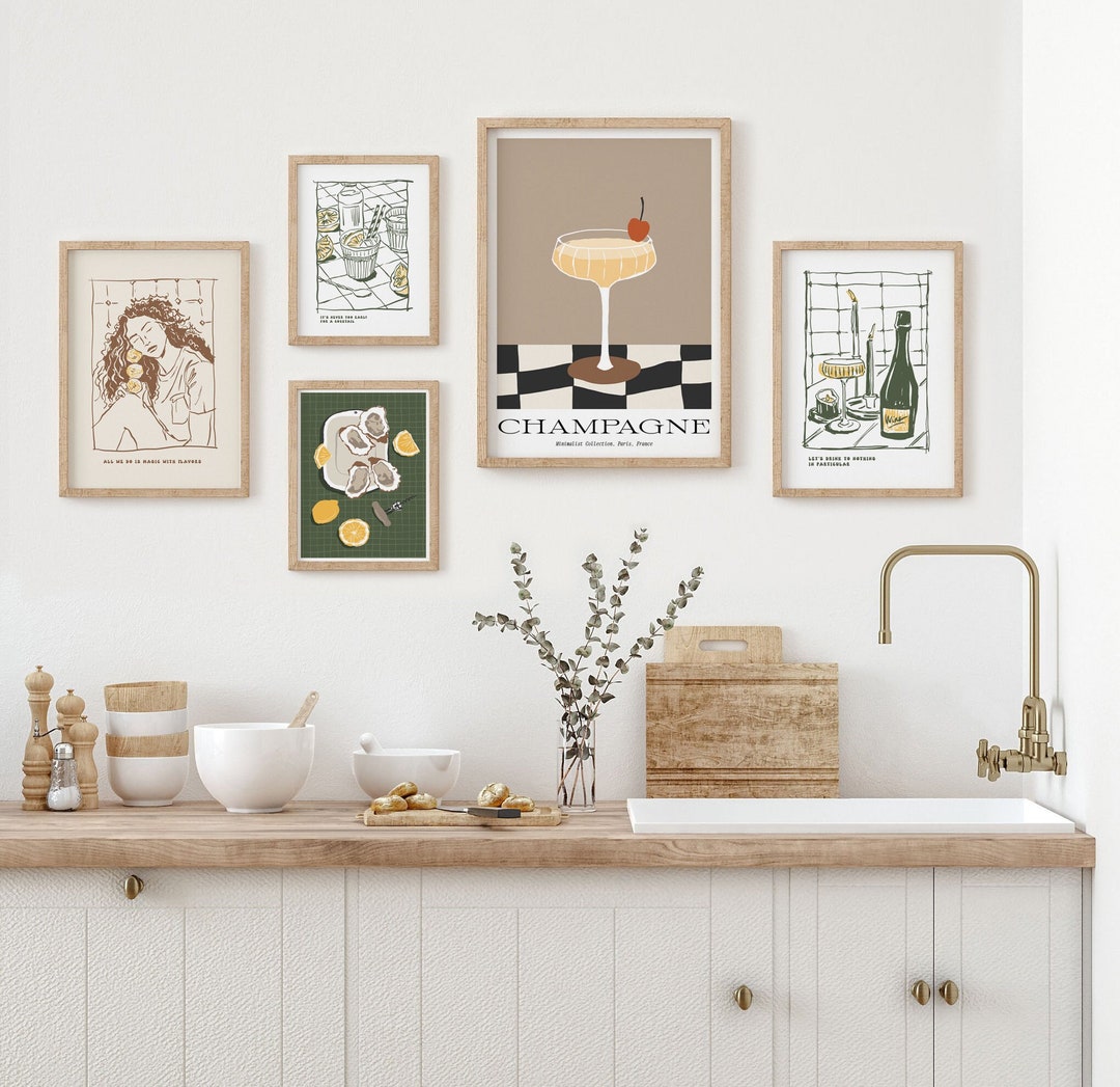 Kitchen Wall Art, Kitchen Print Set of 5, Aesthetic Kitchen Decor ...