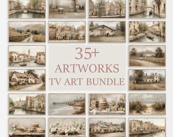 35+ Frame TV Art Bundle for Samsung The Frame | Neutral Vintage Landscape Collection Download