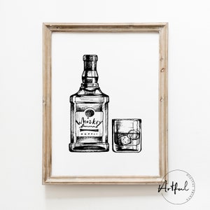 Whiskey Wall Art, Whiskey Print, Bar Cart Wall Art, Printable Bar Cart Decor, Bar Art Print, Printable Vintage Whiskey Art, Alcohol Print