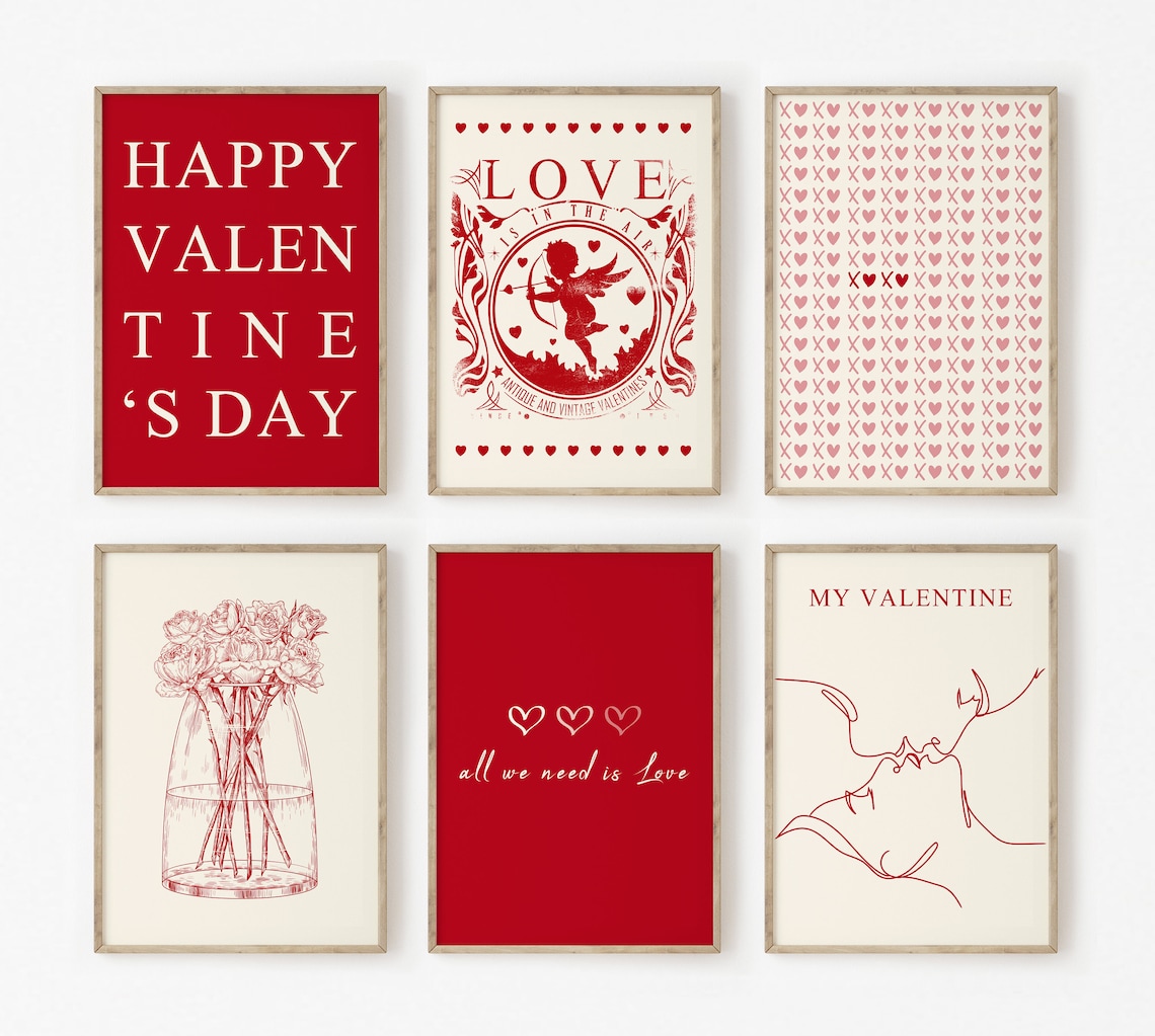 Valentines Day Decor, Set of 15 Printables, Valentines Day Printables ...