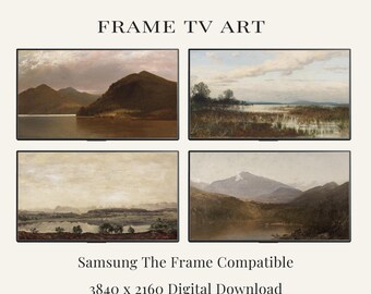 Vintage Mountain Frame TV Art Set | Lake Landscape Collection | Samsung Frame TV Art Bundle | Moody Nature Wall Art Download