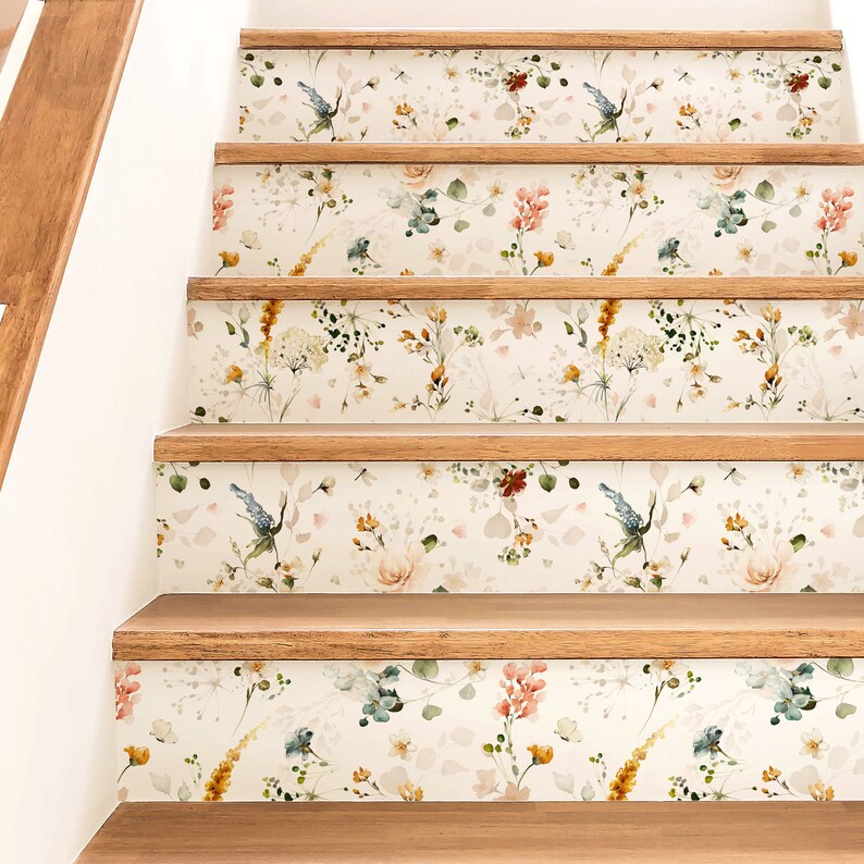 Floral Removable Stair Riser Decals Pack of 7 48 Inc Decals Etsy