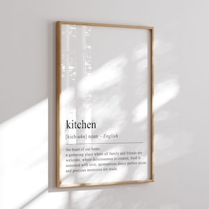 Keuken definitie print, kunst aan de muur keuken, keuken printables, esthetische keuken decor, eetkamer decor, afdrukbare keuken kunst