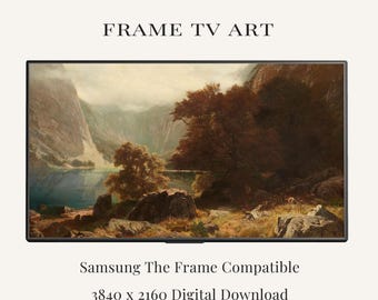 Mountain Lake Frame TV Art | Vintage Alpine Landscape | Majestic Wilderness Samsung Frame TV Art | Nature Wall Art Download