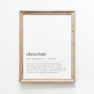 Chocolate Definition Print, Chocolate Wall Art, Printables Wall Art, Aesthetic Kitchen Decor, Dining Room Decor, Chocolate Art