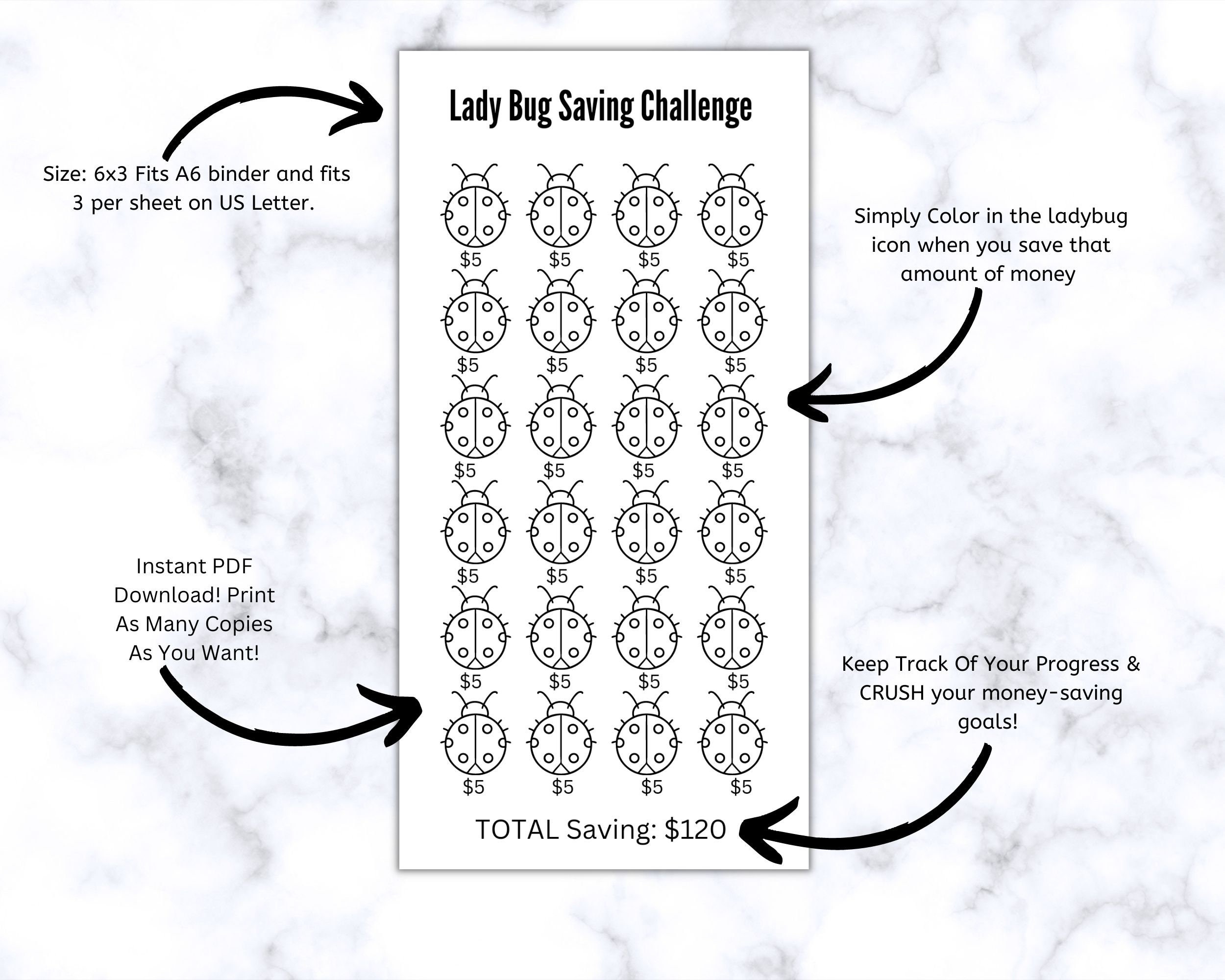 Mini Saving Tracker/ A6 Budget Binder/ Easy Beginner Saving Challenge