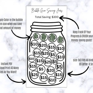 Bubble Gum Saving Ja Budgeting Saving Challenge/ Budget Saving Binder