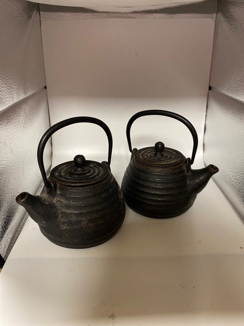 Asian Iron Teapot, Set shops of 2 small teapots