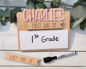 Personalized first/last day of school signs, dry erase reusable board, custom milestone school board, last day