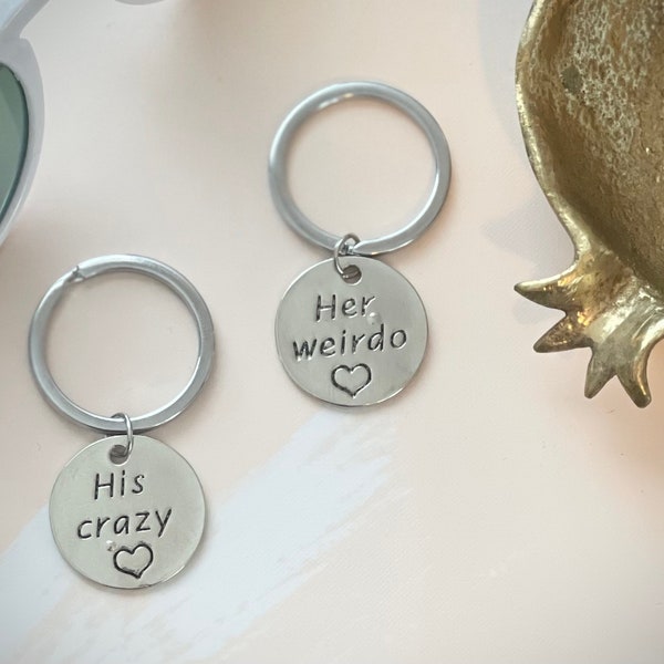 Cute "his crazy" & "her  weirdo" couples keychain~husband/wife/boyfriend/girlfriend/friend/BFF