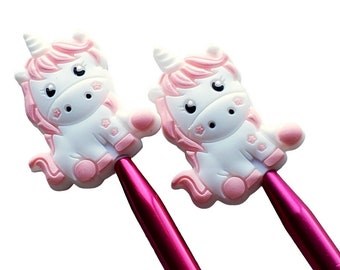 Pink Unicorn Point Protectors, Stitch Stoppers, Needle Holders for Knitting Needles