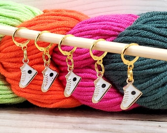 Athletic Shoes Stitch Markers, Progress Keepers for Knitting or Crochet, Set of 5, Gift for Mom, Knitters, Sock Makers