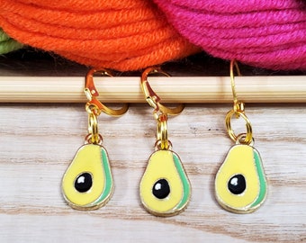 Avocado Stitch Markers, Progress Keepers for Knitting or Crochet, Set of 3, Gift for Mom, Knitters, Sock Makers