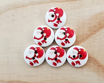 7 Styles Christmas Buttons DIY for Knitting Sewing Crochet Scrapbooking, 15 mm 2 hole, Santa Snowman Christmas Tree