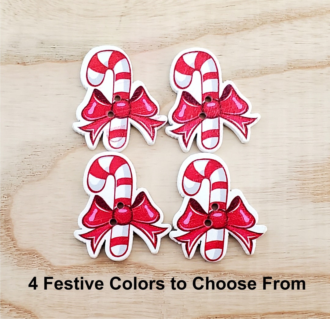 Wooden Candy Cane Buttons DIY for Knitting Sewing Crochet Scrapbooking Sewing Knitting