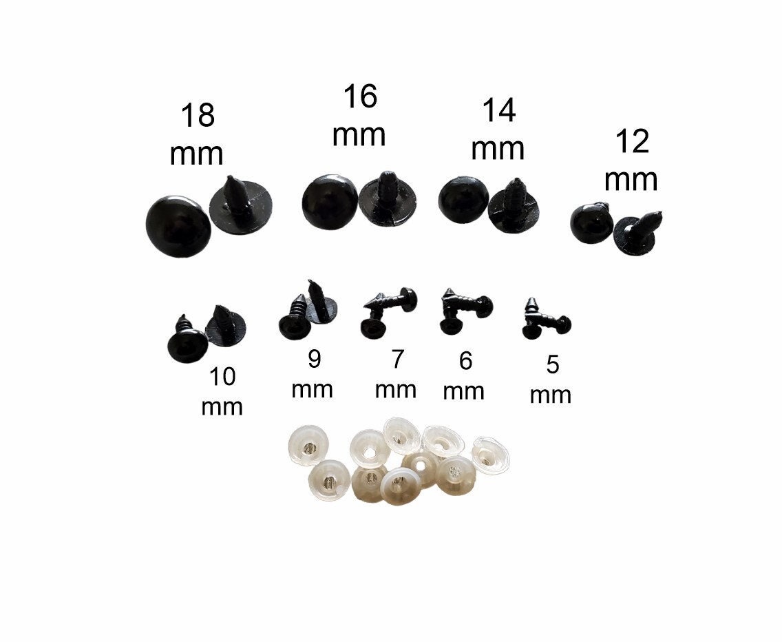 HEEPDD Safety Eyes, 100pcs Black Plastic Doll Safety Eyes with Washer DIY Doll Making Repairing Accessory for Puppet Plush Animal Teddy Bear Felting