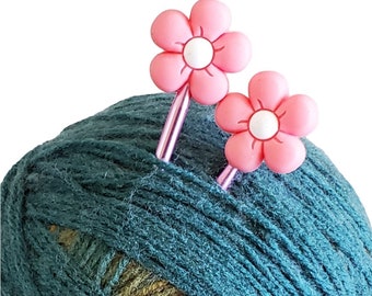 Pink Daisy Point Protectors, Knitting Needle Stitch Stoppers, Needle Stoppers, Needle Holders, Gift for Knitter, Mother's Day