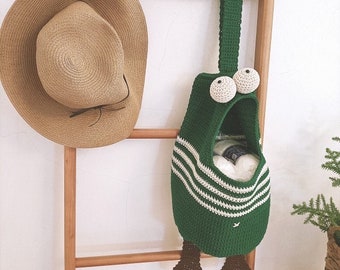 Frog Crochet Bag Pattern: Hanging Storage Basket Organizer (PDF Download