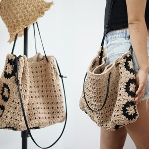 Häkelmuster, Henkeltasche, Netztasche, Handtasche, Schultertasche, Crossbody Bag, Grandma Square Häkelanleitung