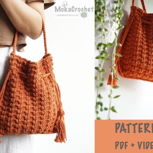 Crochet Bag/HandbagBelt/Strap PATTERN PDF And VIDEO Tutorial,  Crossbody Bag, Tote bag, Shoulder bag, HandBag, Boho Bag,Digital Download