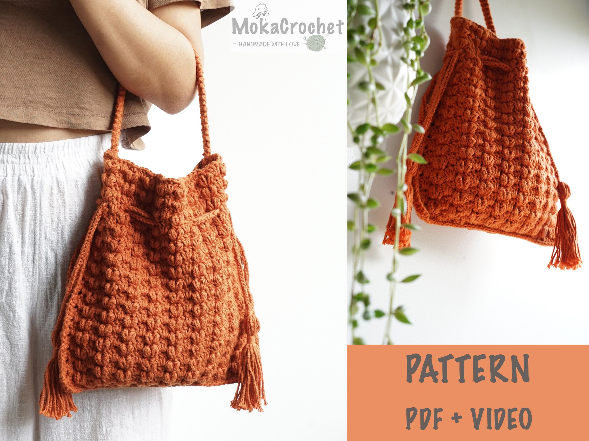 Crochet Boho Bag Pattern: Crossbody, Tote, Shoulder Bag (PDF + Video)