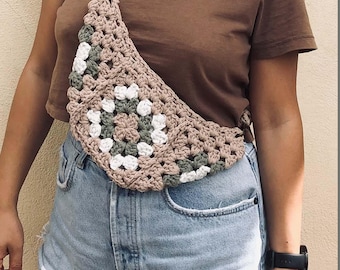 Crochet Bag Pattern PDF and Video Tutorial Crossbody Bag Strap Bum Bag Clutch Granny Square Digital Download