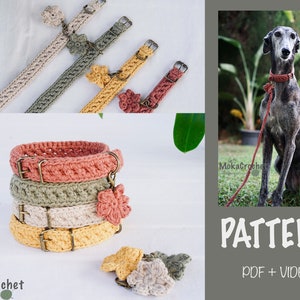 Dog Collar Crochet Pattern Video Tutorial, Dog Leash Crochet Pattern Tutorial, Boho Dog Collar, Dog Leash Crochet, Digital Download