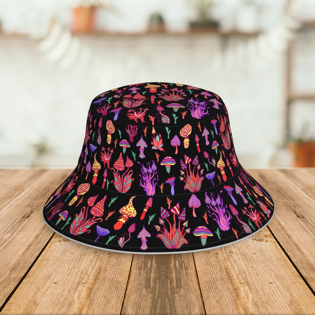 Stylish Mushroom Bucket Hat Mushroom Bucket Hat, Unique Beach Hat
